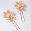 Set of 2 Blossom Pearl U Pins - Gold