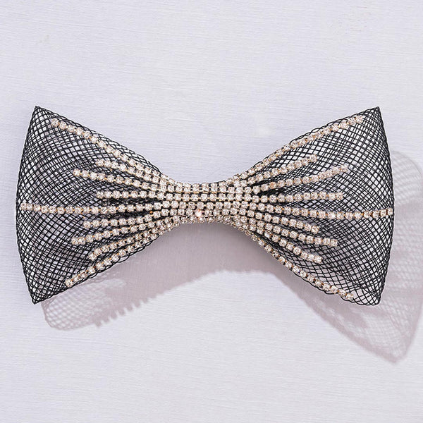 HDC x Emily in Paris Crystal Mesh Hair Bow Alligator Clip - Black