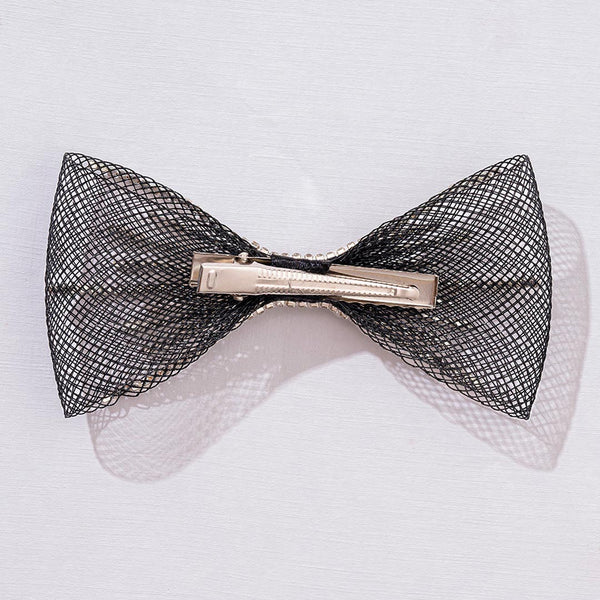 HDC x Emily in Paris Crystal Mesh Hair Bow Alligator Clip - Black