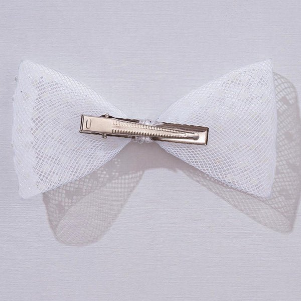 HDC x Emily in Paris Pearl Mesh Hair Bow Alligator Clip - White