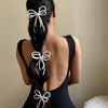 Embellished Pearl Hair Bow Alligator Clip - Off-White