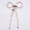 Embellished Pearl Hair Bow Alligator Clip with Silver Stone - Off-White