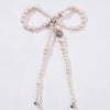 Embellished Pearl Hair Bow Alligator Clip with Silver Stone - Off-White