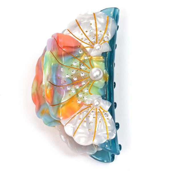 Shell Hair Claw Clip with Pearls & Crystals - Multe