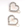 Set of 2 Heart Crystal Hair Pins - Silver