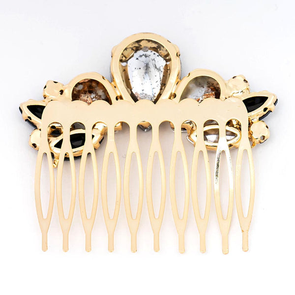 Crystal Hair Comb - Black & Silver