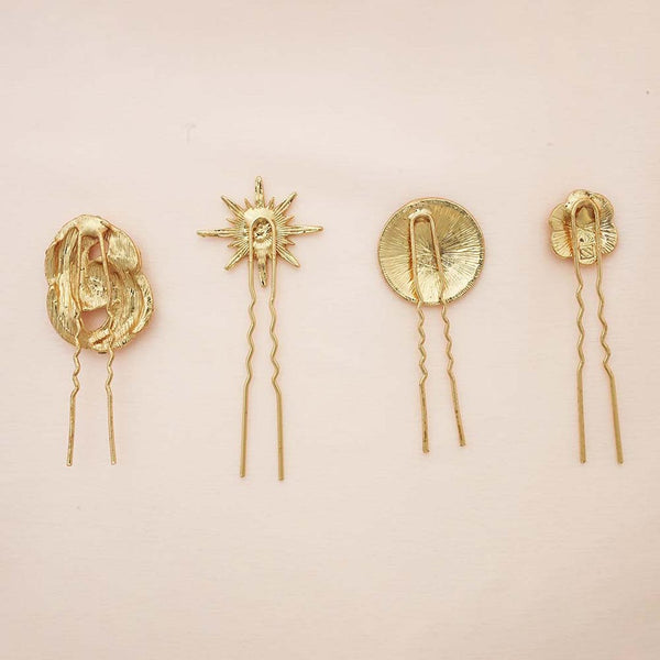 Set of 4 Stella Crystal U Pins - Gold
