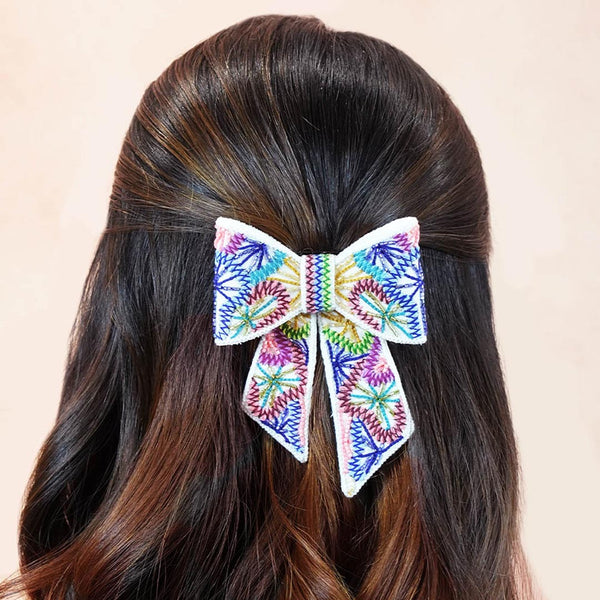 Embellished Hair Bow Alligator Clip - Multi