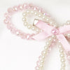 Embellished Crystal & Pearl Hair Bow - Pink & White