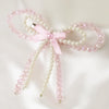 Embellished Crystal & Pearl Hair Bow - Pink & White