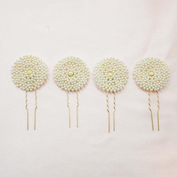 Set of 4 Pearl U Pins - Gold