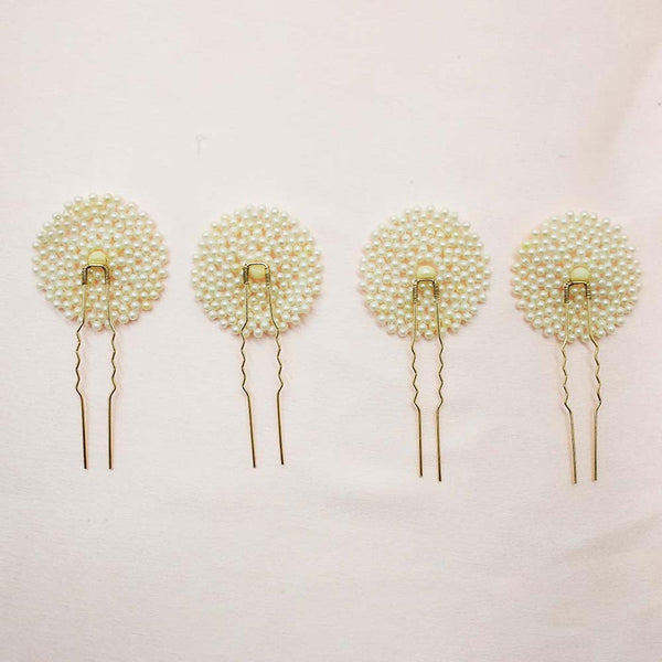 Set of 4 Pearl U Pins - Gold