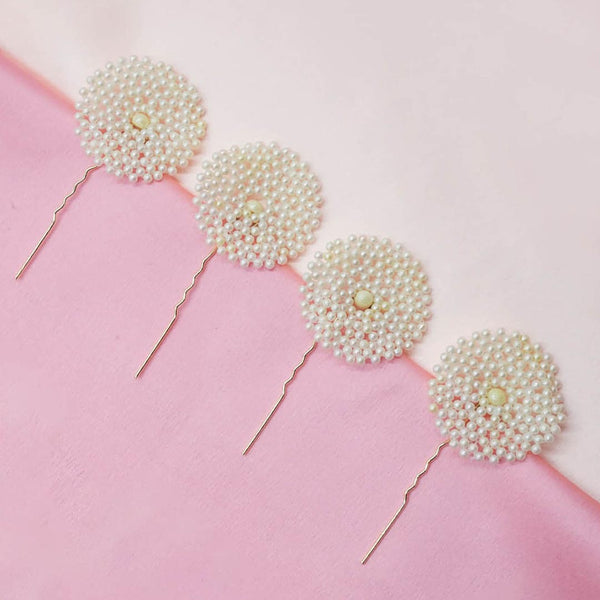 Set of 4 Pearl U Pins - Gold