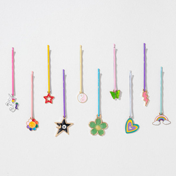 Charm-ed Hair Pins - Set of 10 - Multi