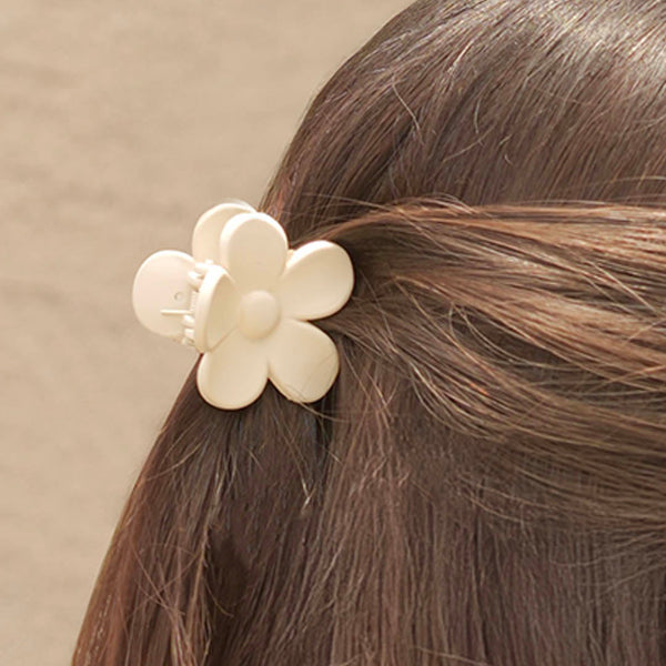 Flower Hair Claw Clips with Free Pouch - Set of 4 - Neutral