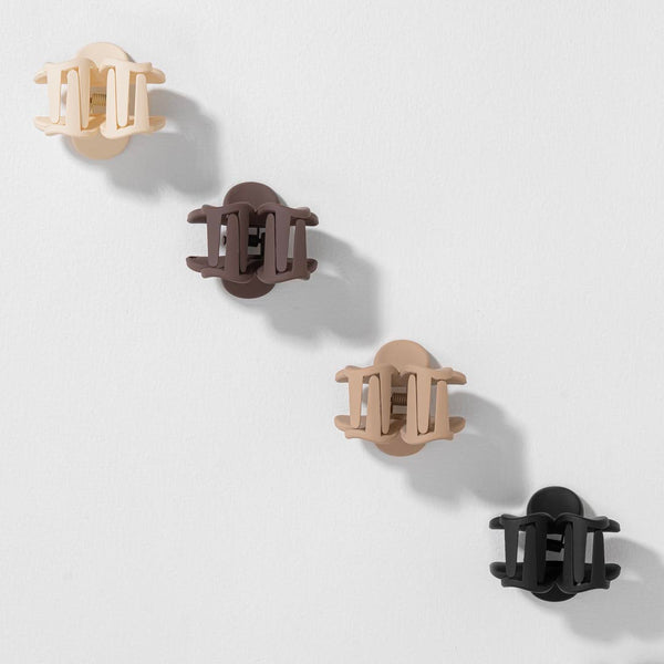 Flower Hair Claw Clips with Free Pouch - Set of 4 - Neutral