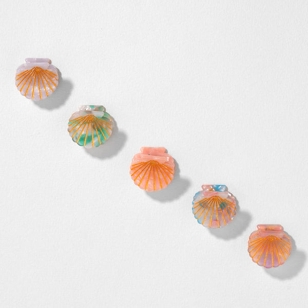 Shell Mini Claw Clips - Set of 5 - Multi