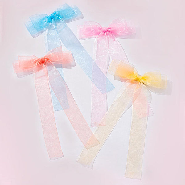 Multi Organza Ribbon Hair Bows - Set of 4