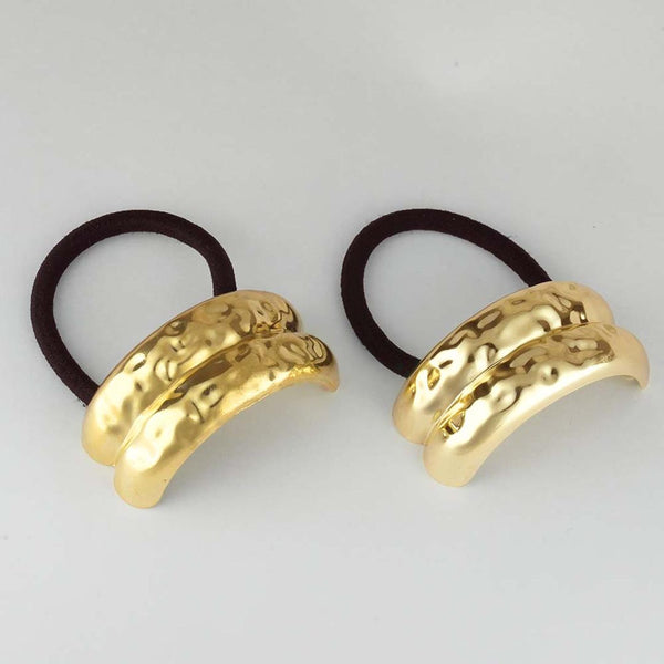 Hammered Halo Pony Cuffs - Gold - Set of 2