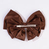 Satin Pearl Hair Bow Alligator Clip - Brown