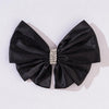 Satin Crystals Hair Bow Alligator Clip - Black