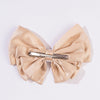 Satin Pearl Hair Bow Alligator Clip - Latte