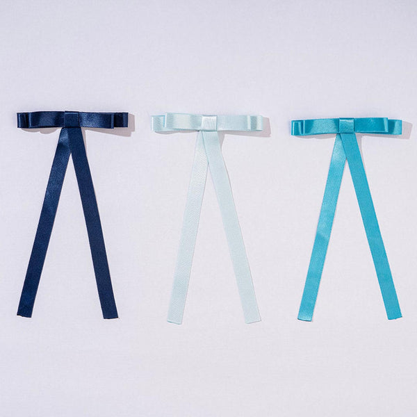 No Monday Blues Satin Ribbon Hair Bows - Set of 3