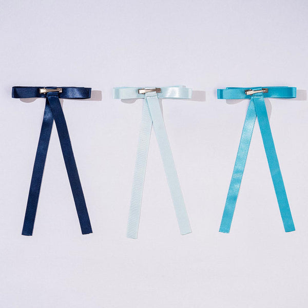 No Monday Blues Satin Ribbon Hair Bows - Set of 3