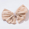 Satin Pearl Hair Bow Alligator Clip - Latte