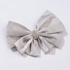 Satin Crystals Hair Bow Alligator Clip - Grey