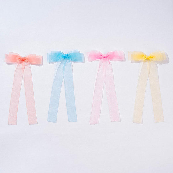 Multi Organza Ribbon Hair Bows - Set of 4