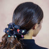 Oversized Organza Scrunchie with Charms - Black