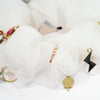 Oversized Organza Scrunchie with Charms - White