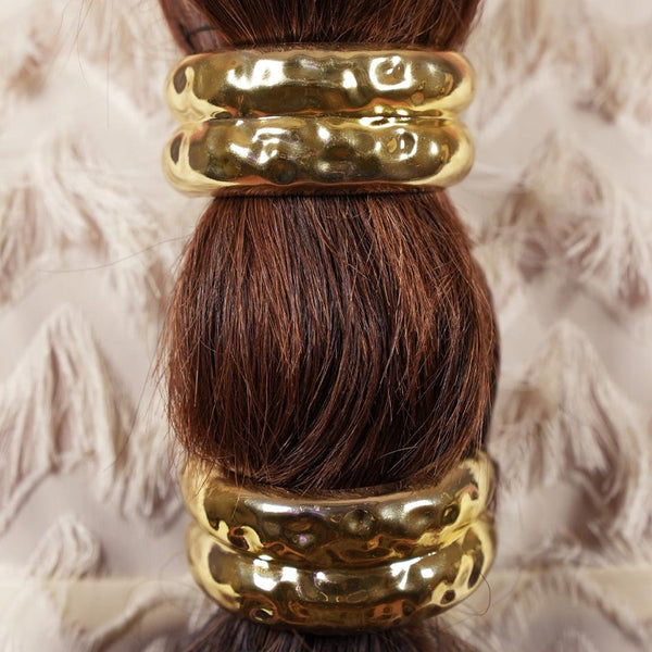 Hammered Halo Pony Cuffs - Gold - Set of 2