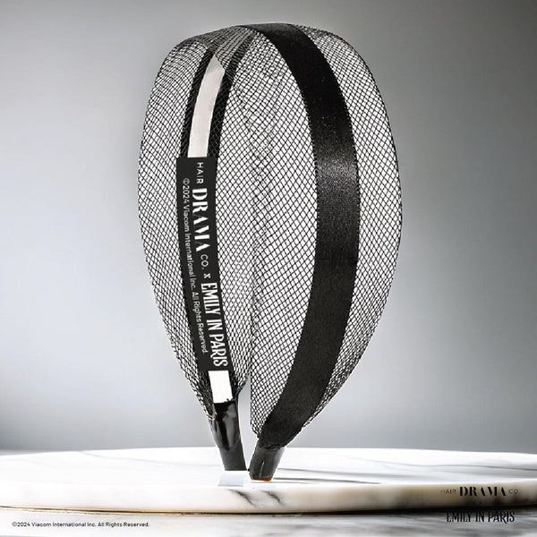 HDC x Emily in Paris Mesh Hair Band with Ribbon - Black