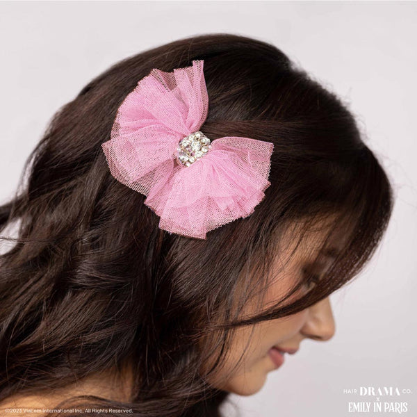 HDC x Emily in Paris Sparkling Pink Hair Bow Alligator Clip - Set of 2