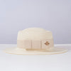 White Straw Flat Top Fedora Hat with Removable Bow Belt