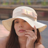 White Straw Flat Top Fedora Hat with Removable Bow Belt
