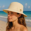 White Straw Flat Top Fedora Hat with Removable Bow Belt