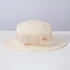 White Straw Flat Top Fedora Hat with Removable Bow Belt