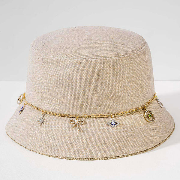 Crystal Charm Cruise Bucket Hat - Beige