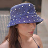 Denim Embellished Bucket Hat - Dark Blue