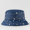 Denim Embellished Bucket Hat - Dark Blue