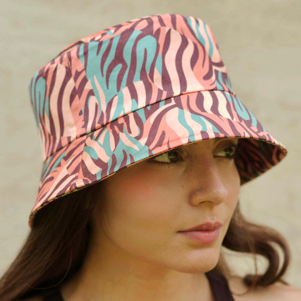 Zebra Patterned Bucket Hat - Multi