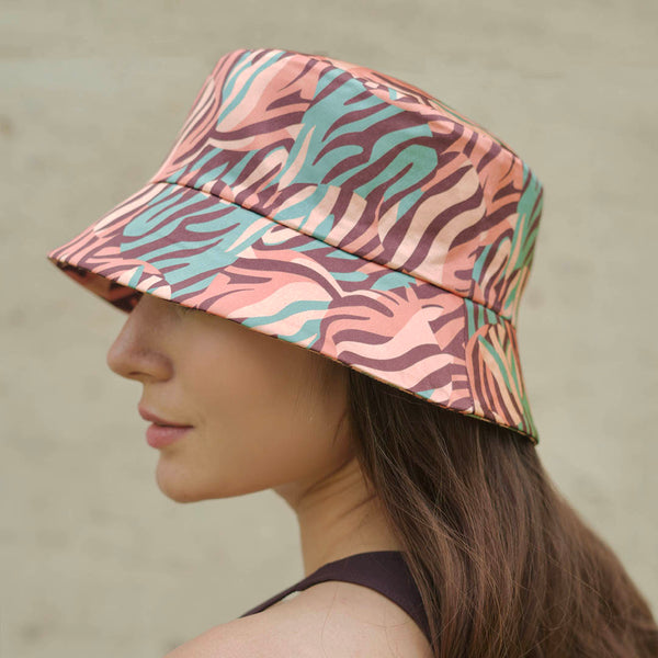 Zebra Patterned Bucket Hat - Multi