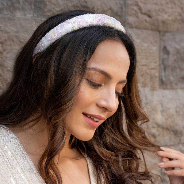 Floral Puff Hair Band - Pastel