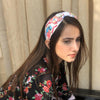 Nutty Love Knotted Headband-White & Blue