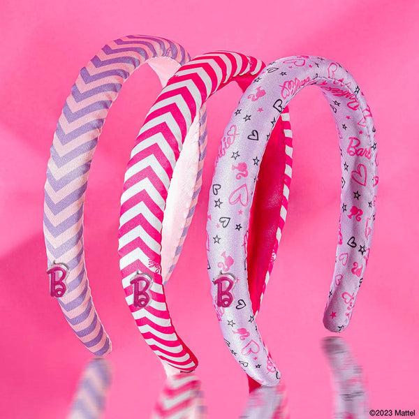 Barbie Satin Puff Hair Bands - Set of 3 - Pink & Lilac