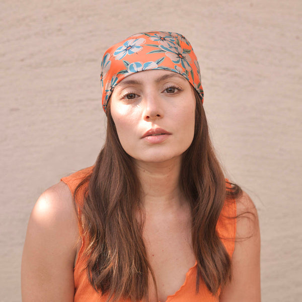 Blossom Bandana Scarf - Orange