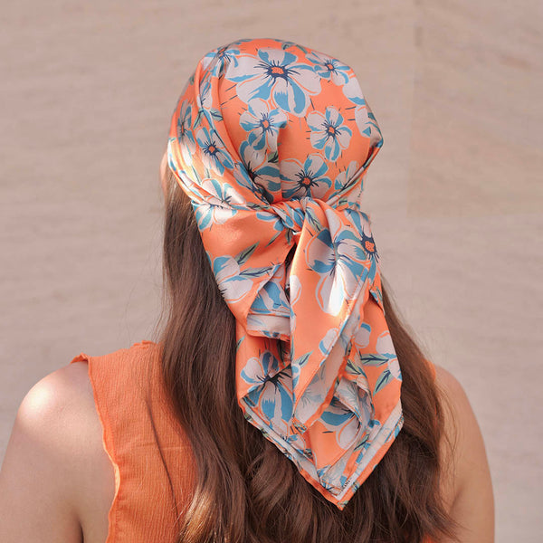 Blossom Bandana Scarf - Orange
